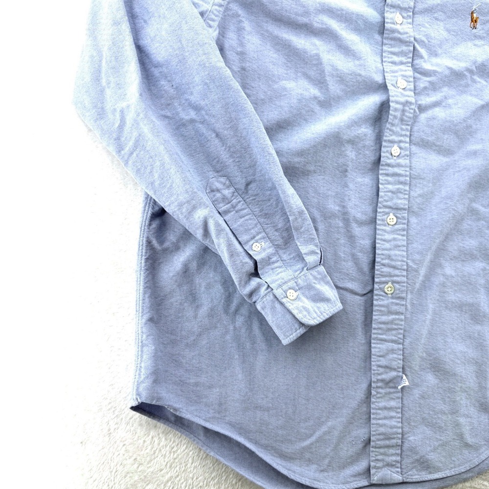 VTG 90's Ralph Lauren Mens Button Down Shirt 16-35 Blue Long Chambray Denim - Picture 3 of 7